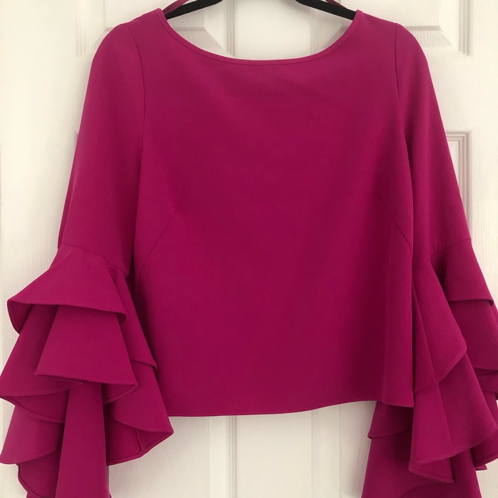 MILLY RUFFLE SLEEVE TOP WITH SIDE BUTTON - Picture 13 of 14